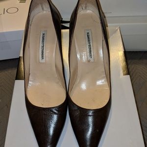 Manolo Blahnik Brown Pointed Toe Pumps